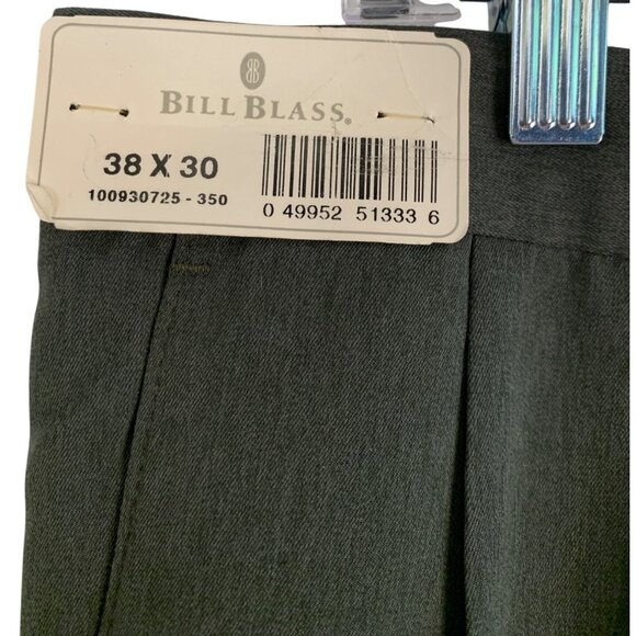 Bill Blass Mens Dress Pants 38 x 30 Green Pleated Polyester Microfiber RB10604 - Picture 3 of 14